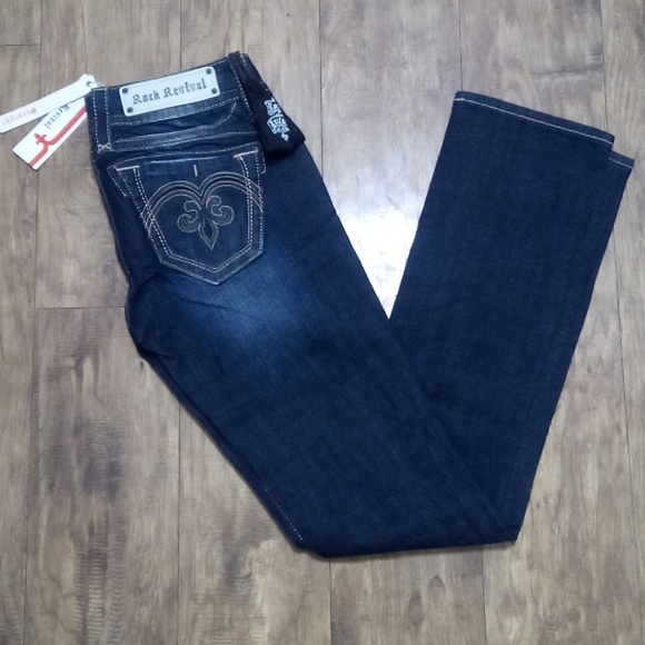 Rock Revival NWT Women's 26 Straight Adel Embellished Embroidered - Picture 2 of 15